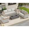Patio Furniture Set, 6 Piece Modular Rattan Outdoor Sectional Set with Washable Cushions for Lawn Backyard Garden, Beige